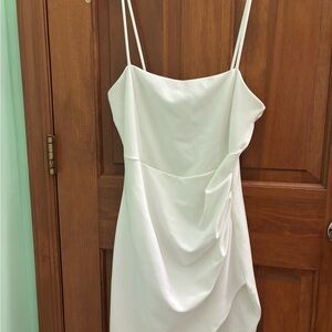 Windsor White Ruched Spaghetti Strap Dress